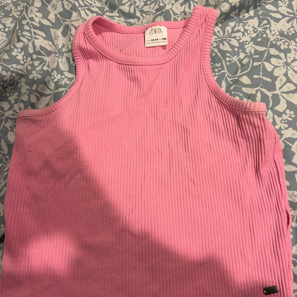 Zara kid's ribbed pink tank top